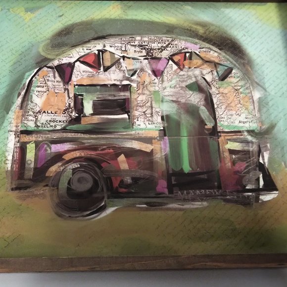 Camper Modern Print Cherry Framed Map Globe Kirkland's Home - Picture 1 of 7